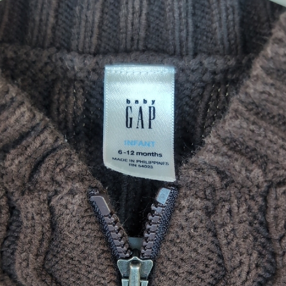 Baby Gap Brown Cable Knit Zip Cardigan Cotton Preppy - Picture 2 of 5